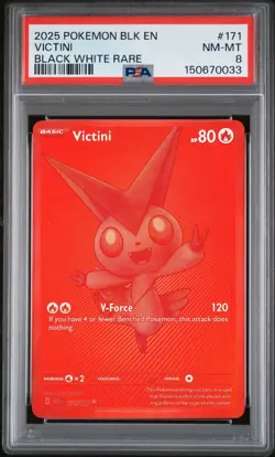 2025 POKEMON WHT EN-WHITE FLARE BLACK WHITE RARE #171 VICTINI PSA 8 - Image 1