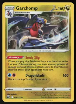 Garchomp 109/172 Holo Rare Brilliant Stars Pokemon Holo Lightly Played - Image 1