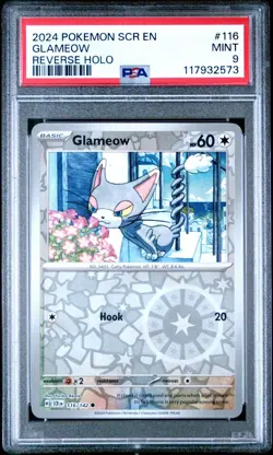 2024 POKEMON SCR EN-STELLAR CROWN #116 GLAMEOW REVERSE HOLO PSA 9 - Image 1