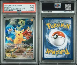 2023 Paldea Evolved Pokemon Center Etb Pikachu Promo Card 027 PSA 9 Mint - Image 3