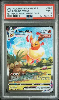 2021 Pokemon Flareon VMAX SWSH180 PSA 9 Mint Full Art Black Star Promo Card - Image 1