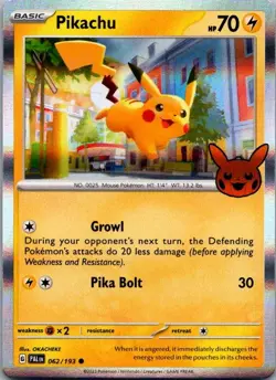 Pikachu 062/193 Holo Common Trick or Trade BOOster 2023 Pokemon Near Mint - Image 1