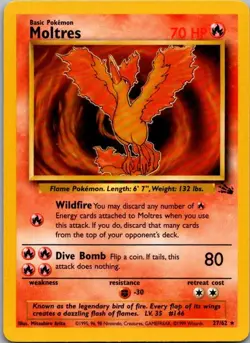 Moltres 27/62 Rare Fossil Pokemon Unlimited Near Mint - Image 1