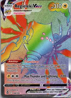 Regieleki VMAX 198/195 Rainbow Rare Silver Tempest Pokemon Holo Near Mint - Image 1