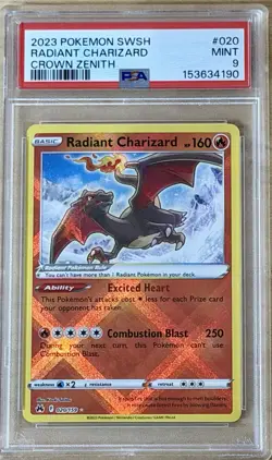 2023 Pokemon SWSH Crown Zenith Radiant Charizard #020/159 PSA 9 Mint - Image 1