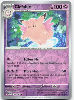Clefable 036/165 Uncommon 151 Pokemon Reverse Holo Near Mint - Image 1