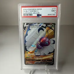Pokemon TCG Butterfree V Darkness Ablaze 177/189 English Full Art Graded PSA 9 - Image 1
