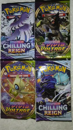 Pokemon Lot of 4 Packs Sword&Shield New Sealed: 2ea.Vivid Voltage Chilling Reign - Image 1