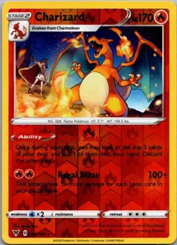 Charizard 025/185 Rare Vivid Voltage Pokemon Reverse Holo Near Mint - Image 1