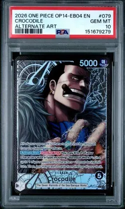 One Piece Crocodile OP14-EB04 The Azure Sea's Seven Alt Art #079 PSA 10 Gem Mint - Image 1