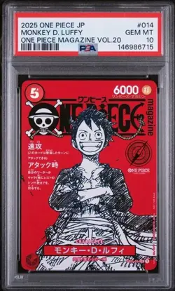2025 ONE PIECE JAPANESE PROMOS ONE PIECE MAG VOL.20 MONKEY D. LUFFY PSA 10 - Image 1