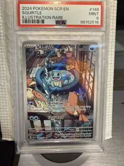 Pokemon TCG Stellar Crown Squirtle 148/142 Illustration Rare Holo PSA 9 (2024) - Image 1