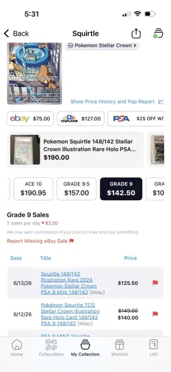 Pokemon TCG Stellar Crown Squirtle 148/142 Illustration Rare Holo PSA 9 (2024) - Image 2