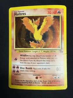 Pokemon TCG Moltres 12/62 Fossil English Holo Rare Basic 70 HP Unlimited - Image 1