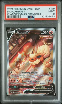 2021 Flareon v SWSH 179 Black Star Promo Pokemon Card Holo Full Art Rare PSA 9 - Image 1