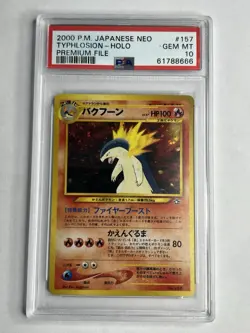 PSA 10 2000 Pokemon Japanese Neo Typhlosion Holo Premium File Card #157 Graded - Image 1