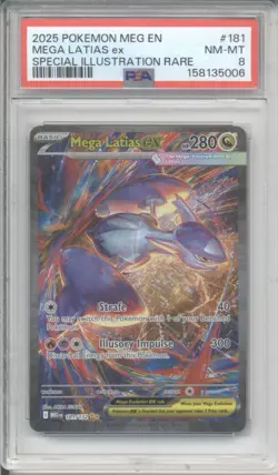Pokemon Mega Latias EX 181/132 PSA 8 Holo Card 2025 ME01 Mega Evolution Series - Image 1