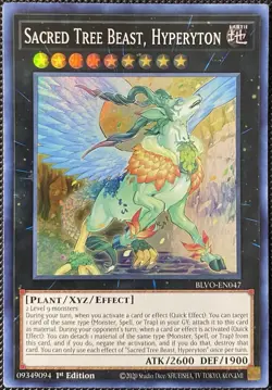 Sacred Tree Beast, Hyperyton BLVO-EN047 Blazing Vortex 1st Edition Yugioh Card - Image 1