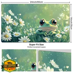 DEGDFSGR MTG Playmat 24x14in TCG Non-Slip Rubber Base Frog Daisy - Image 3