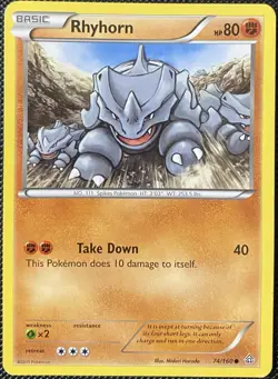 Rhyhorn 74/160 XY - Primal Clash Regular - Pokemon Card - Image 1