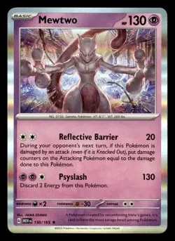 Mewtwo 150/165 Rare 151 Pokemon Holo Near Mint - Image 1