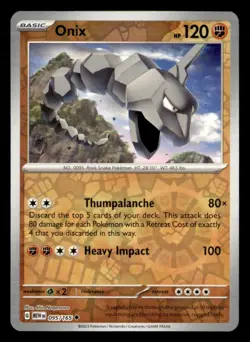 Onix 095/165 Uncommon 151 Pokemon Reverse Holo Near Mint - Image 1