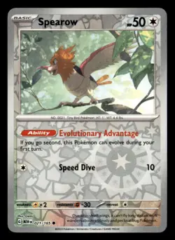 Spearow 021/165 Common 151 Pokemon Reverse Holo Near Mint - Image 1