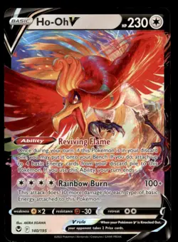 Ho-Oh V 140/195 Holo V Rare Silver Tempest Pokemon Near Mint - Image 1