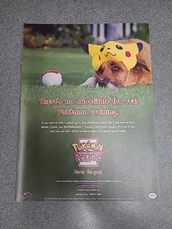 Pokemon Trading Card Game League Dog Pikachu Print Ad 2000 8x11 Wall Art Decor - Image 1