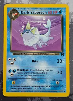 Dark Vaporeon 45/82 Uncommon Team Rocket Pokemon Unlimited LP - Image 1