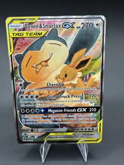 Pokemon TCG Eevee & Snorlax GX SM169 Tag Team Holo Black Star Promo NM - Image 1