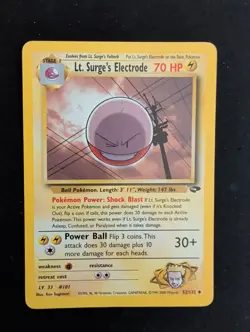 Lt. Surge's Electrode 52/132 Uncommon Gym Challenge Pokemon Moderately Played - Image 1