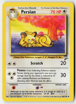 Pokemon Persian - 56/130 - Uncommon Base Set 2 MP - Image 1