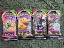 Pokemon TCG Sleeved Sword & Shield Vivid Voltage Booster Pack (Factory Sealed) - Image 1