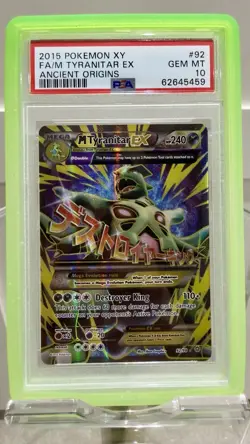 2015 Pokemon XY Ancient Origins Mega Tyranitar EX Full Art 92/98 PSA 10 GEM MINT - Image 1