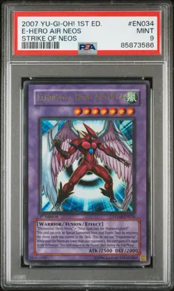 2007 Yu-Gi-Oh! Elemental Hero Air Neos STON-EN034 1st Edition Ultra Rare PSA 9 - Image 1