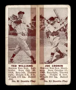 1941 Double Play #81/82 Ted William / Joe Cronin (HOF) PR Baseball Card - Image 1