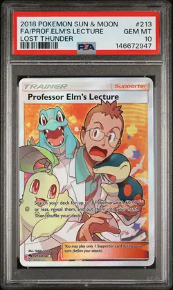 Pokemon Card PSA 10 Professor Elm's Lecture 213/214 Lost Thunder - Image 1