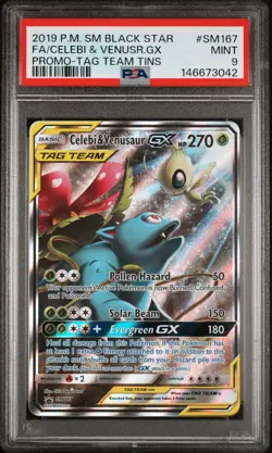 Pokemon Card PSA 9 Celebi & Venusaur GX SM167 Tag Team Tins - Image 1