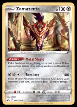 Pokemon Zamazenta 097/159 Crown Zenith 4 Card Lot Holo - Image 1