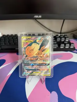 Pokemon TCG Eevee & Snorlax GX SM169 Tag Team Holo Black Star Promo NM - Image 1