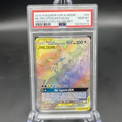 Pokemon PSA 10 Moltres & Zapdos & Articuno GX 69/68 Hidden Fates Secret Rare - Image 1