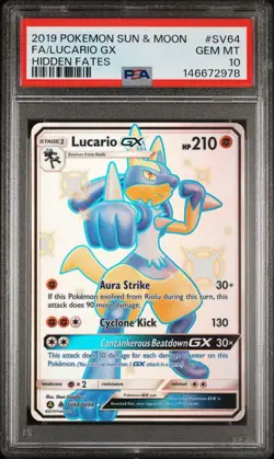 Pokemon Card PSA 10 Shiny Lucario GX SV64/SV94 Hidden Fates - Image 1