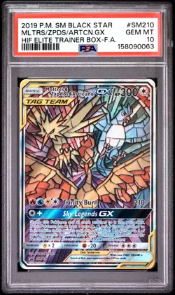 Pokemon Moltres & Zapdos & Articuno GX SM210 PSA 10 Tag Team Hidden Fates Promo - Image 2