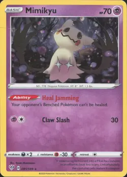 Mimikyu 081/189 Rare Darkness Ablaze Pokemon Moderately Played - Image 1