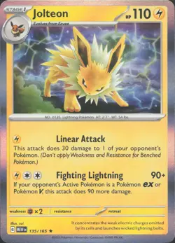 Jolteon 135/165 Rare 151 Pokemon Holo Near Mint - Image 1