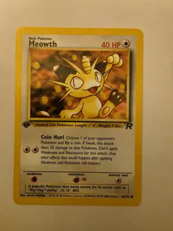 Pokemon TCG vintage 1st Edition Meowth 62/82 Team Rocket 1999 2000 - Image 1