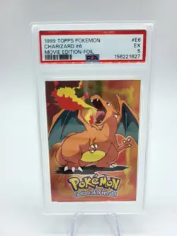 1999 Topps Pokemon The First Movie Charizard #E6 Textured Foil PSA 5 - Image 1