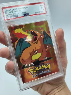 1999 Topps Pokemon The First Movie Charizard #E6 Textured Foil PSA 5 - Image 3