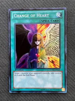 Yugioh Change of Heart 1st Edition Secret Rare LCYW-EN124 VLP/NM - Image 1
